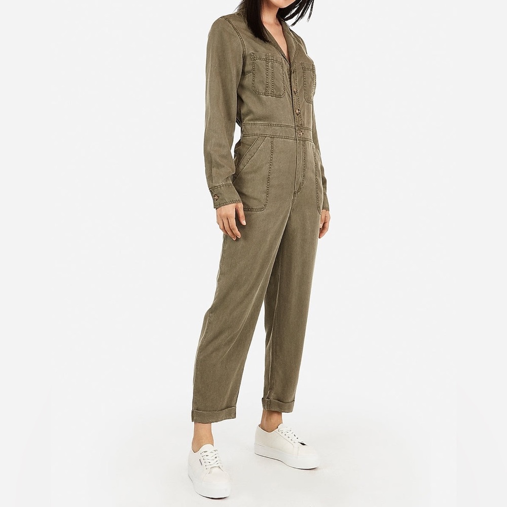 TWILL UTILITY JUMPSUIT | EXPRESS